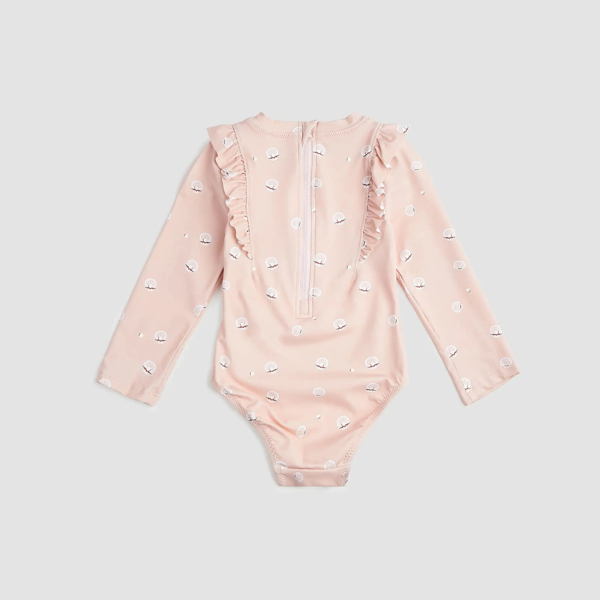 Pearl Shell Print On Pink Long-Sleeve Swimsuit | Miles The Label | Miles The Label | Jenni Kidz