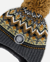 Peruvian Knit Hat Grey And Brown Jacquard | Deux par Deux | Jenni Kidz