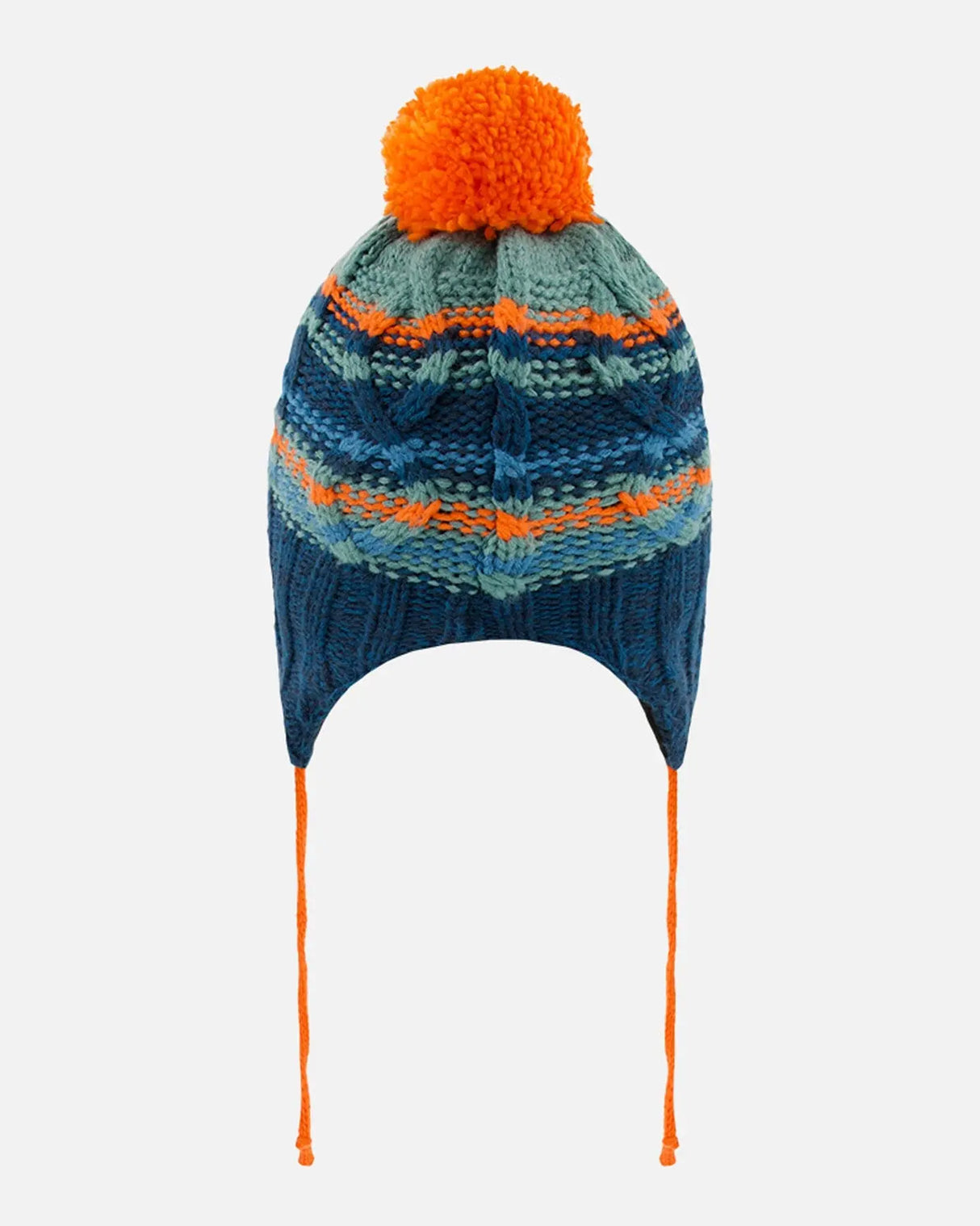 Peruvian Knit Winter Hat In Blue Teal And Orange | Deux par Deux | Jenni Kidz