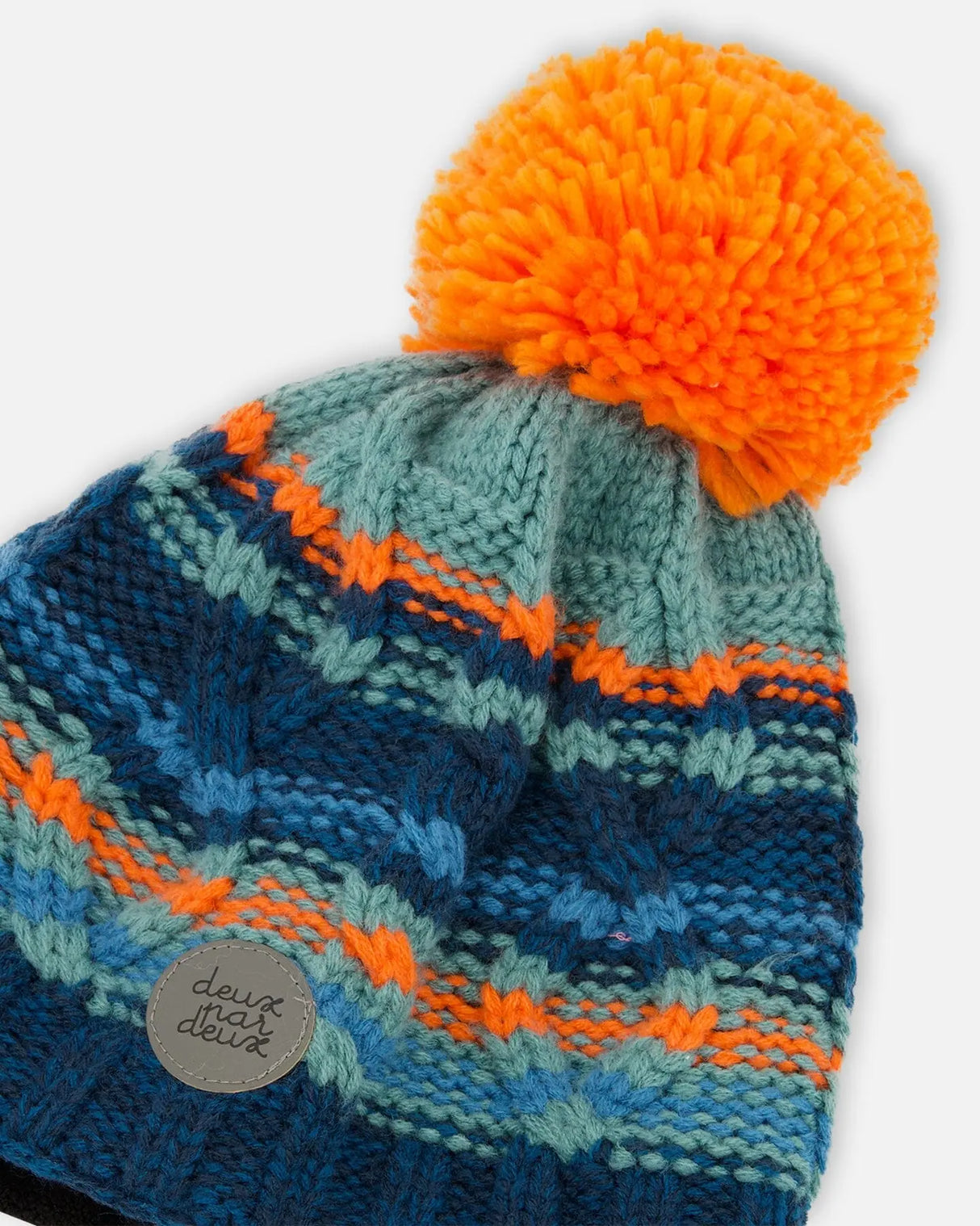 Peruvian Knit Winter Hat In Blue Teal And Orange | Deux par Deux | Jenni Kidz