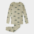 Petit Lem kids lawnmower print pajama set tea green organic cotton
