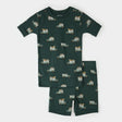Petit Lem kids safari jeep print summer pajama set organic cotton, military green