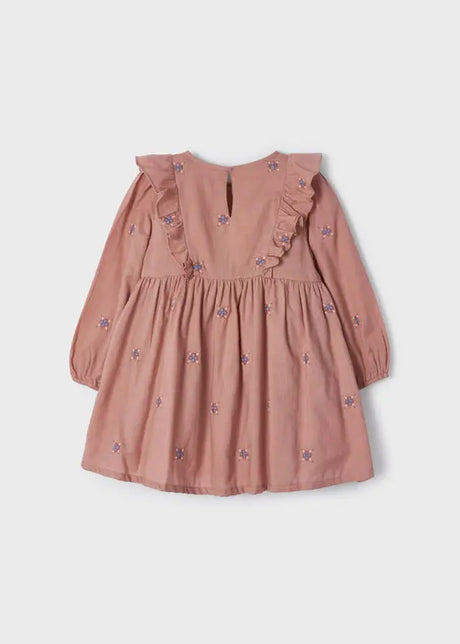 Pink Long Sleeve Embroidered Girls Dress With Fringers | Mayoral | Mayoral | Jenni Kidz