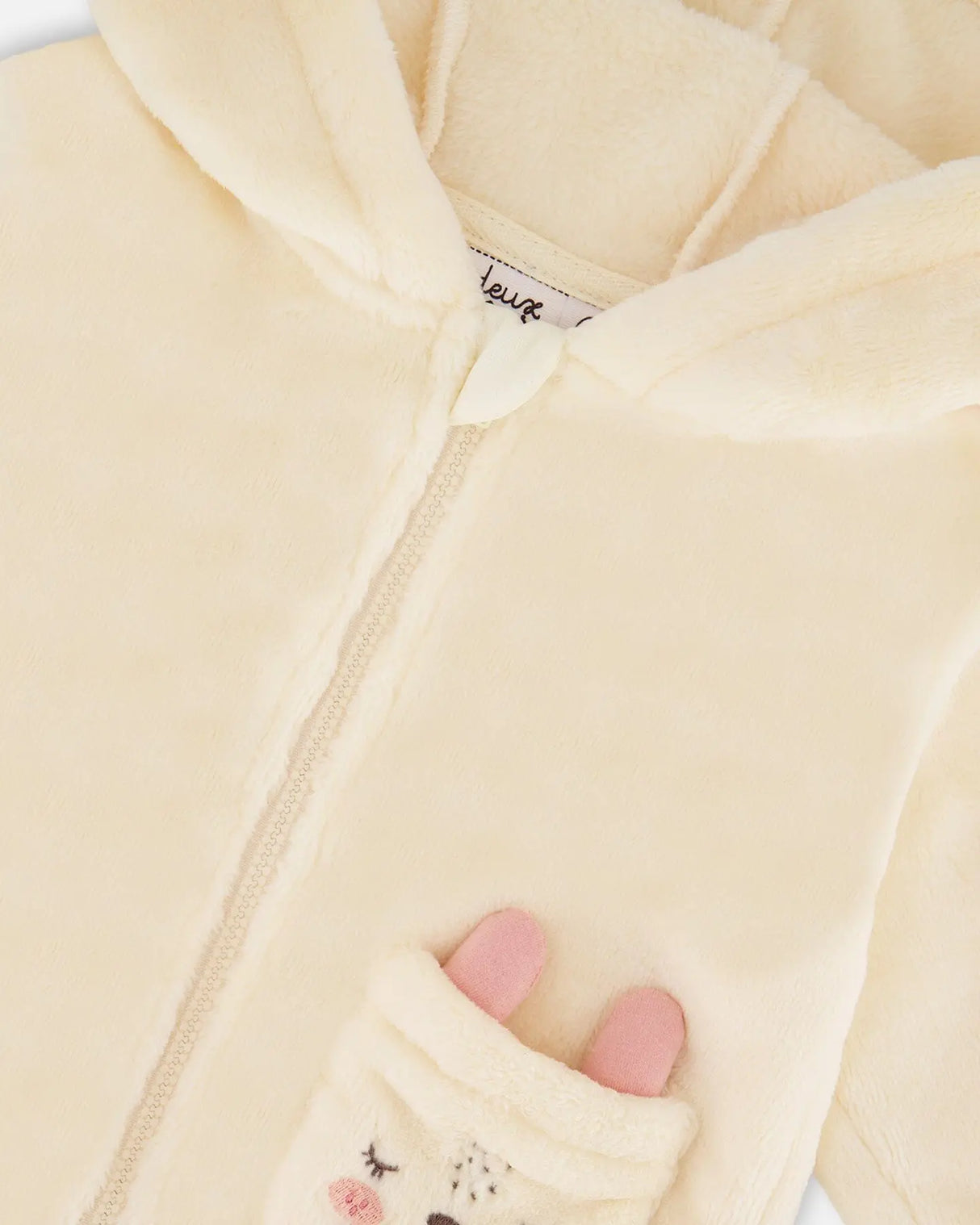 Plush Hooded Jacket Off White | Deux par Deux | Jenni Kidz