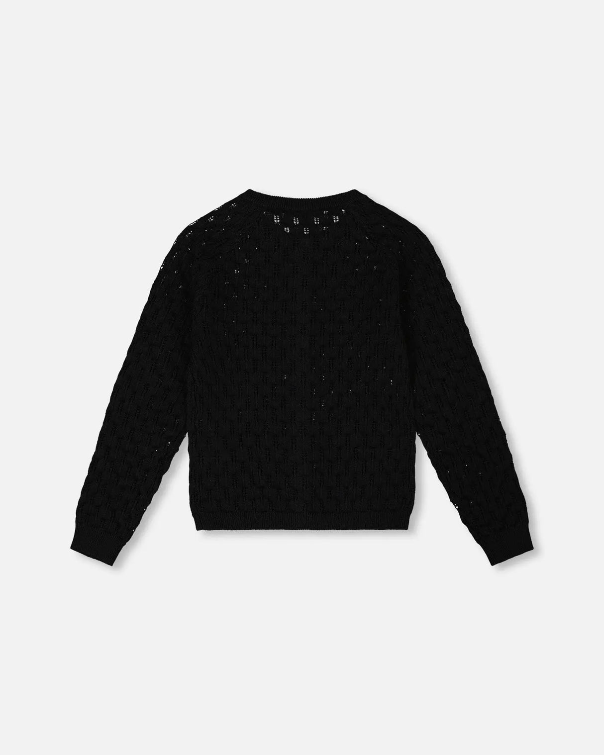 Pointelle Knit Cardigan Sweater Black | Deux par Deux | Jenni Kidz