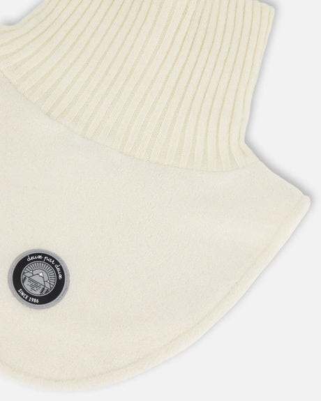 Polar Fleece And Knit Neckwarmer Off-White | Deux par Deux | Jenni Kidz