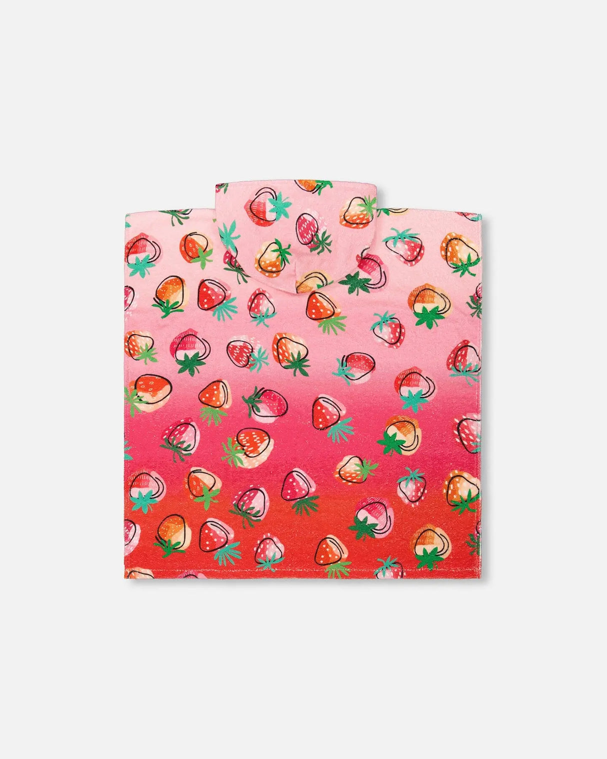 Poncho De Plage Motif Fraises Rose Vif | Deux par Deux | Jenni Kidz