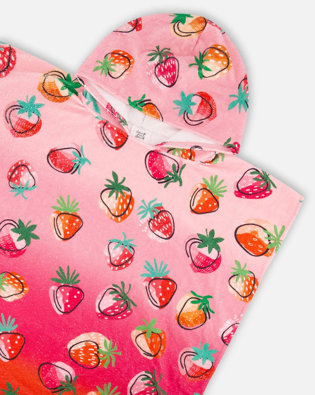 Poncho De Plage Motif Fraises Rose Vif | Deux par Deux | Jenni Kidz