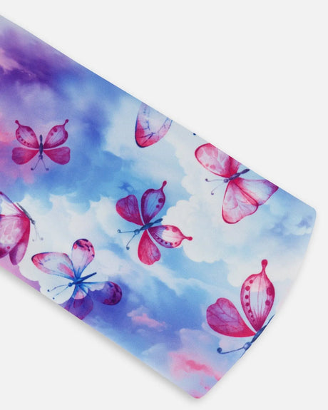 Printed Athletic Headband Pink, Blue And Butterflies | Deux par Deux | Jenni Kidz