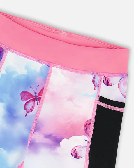 Printed Athletic Leggings Pink, Blue And Butterflies | Deux par Deux | Jenni Kidz