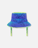 Printed Beach Hat Vibrant Blue And Green Dino | Deux par Deux | Jenni Kidz