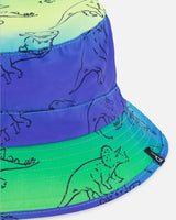 Printed Beach Hat Vibrant Blue And Green Dino | Deux par Deux | Jenni Kidz