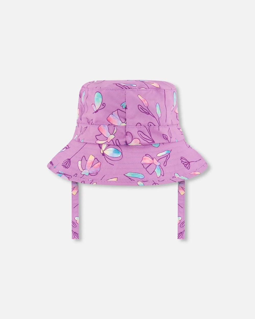 Printed Beach Sun Hat Old Mauve And Multicolored Butterflies | Deux par Deux | Jenni Kidz