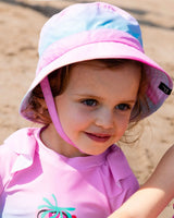 Printed Beach Sun Hat Pink, Orange, And Turquoise | Deux par Deux | Jenni Kidz