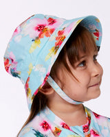 Printed Beach Sun Hat Turquoise And Pink Flowers | Deux par Deux | Jenni Kidz