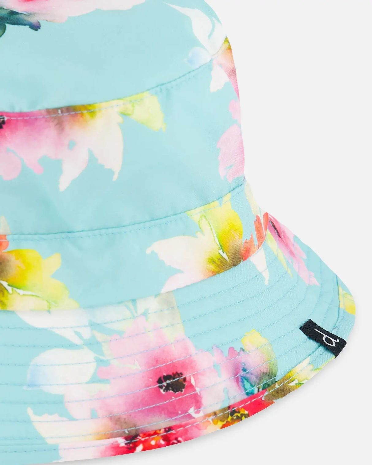 Printed Beach Sun Hat Turquoise And Pink Flowers | Deux par Deux | Jenni Kidz