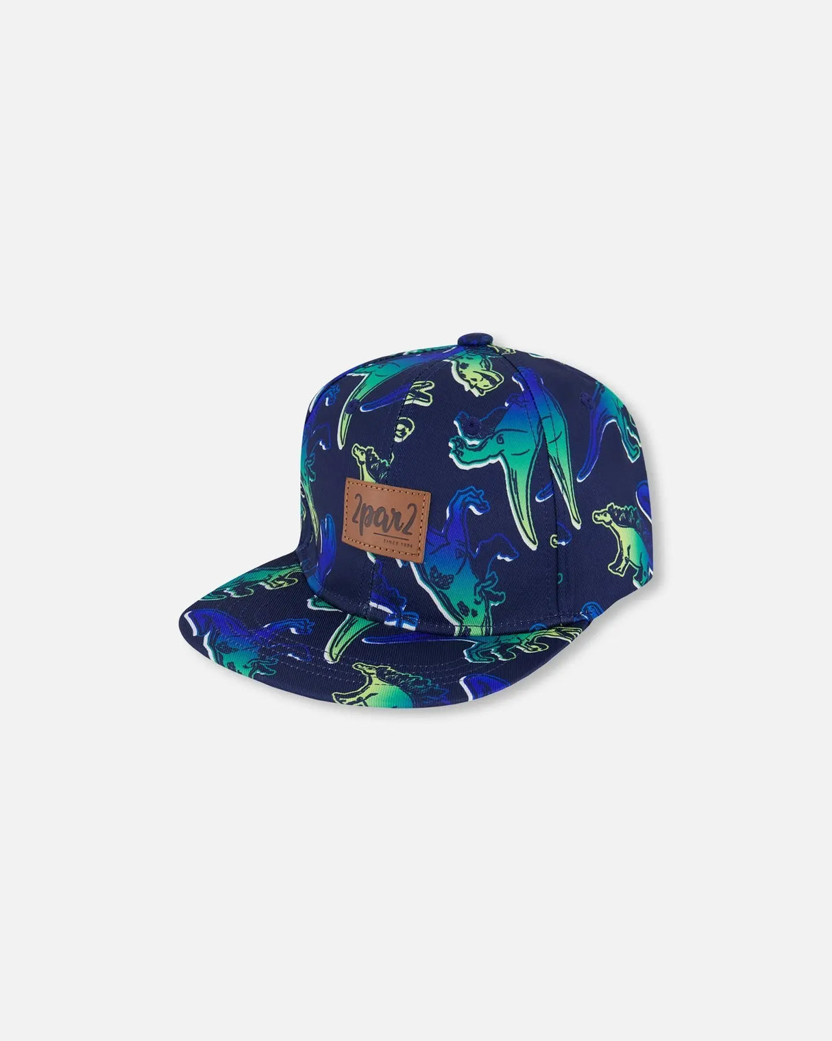 Printed Cap Blue And Green Dino On Navy | Deux par Deux | Jenni Kidz