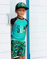 Printed Cap Green Jungle On Black | Deux par Deux | Jenni Kidz