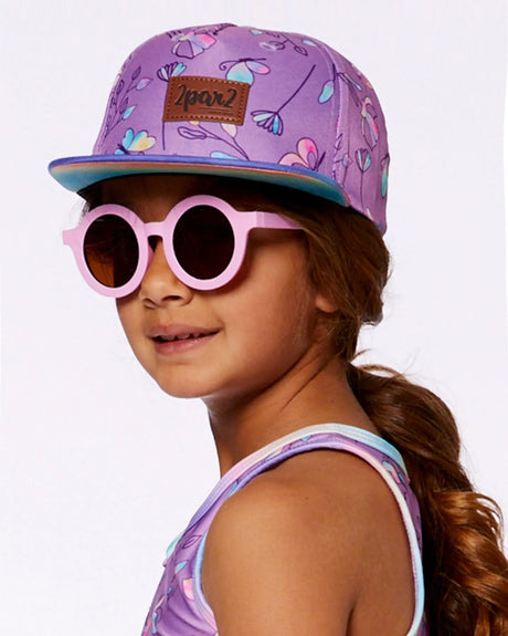 Printed Cap Old Mauve And Multicolored Butterflies | Deux par Deux | Jenni Kidz