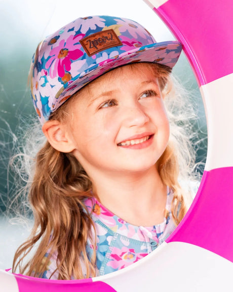 Printed Cap White, Pink, And Green Flowers | Deux par Deux | Jenni Kidz