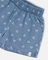 Printed Chambray Short Blue And White Cherries | Deux par Deux | Jenni Kidz