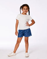 Printed Chambray Short Navy Blue And White Hearts | Deux par Deux | Jenni Kidz