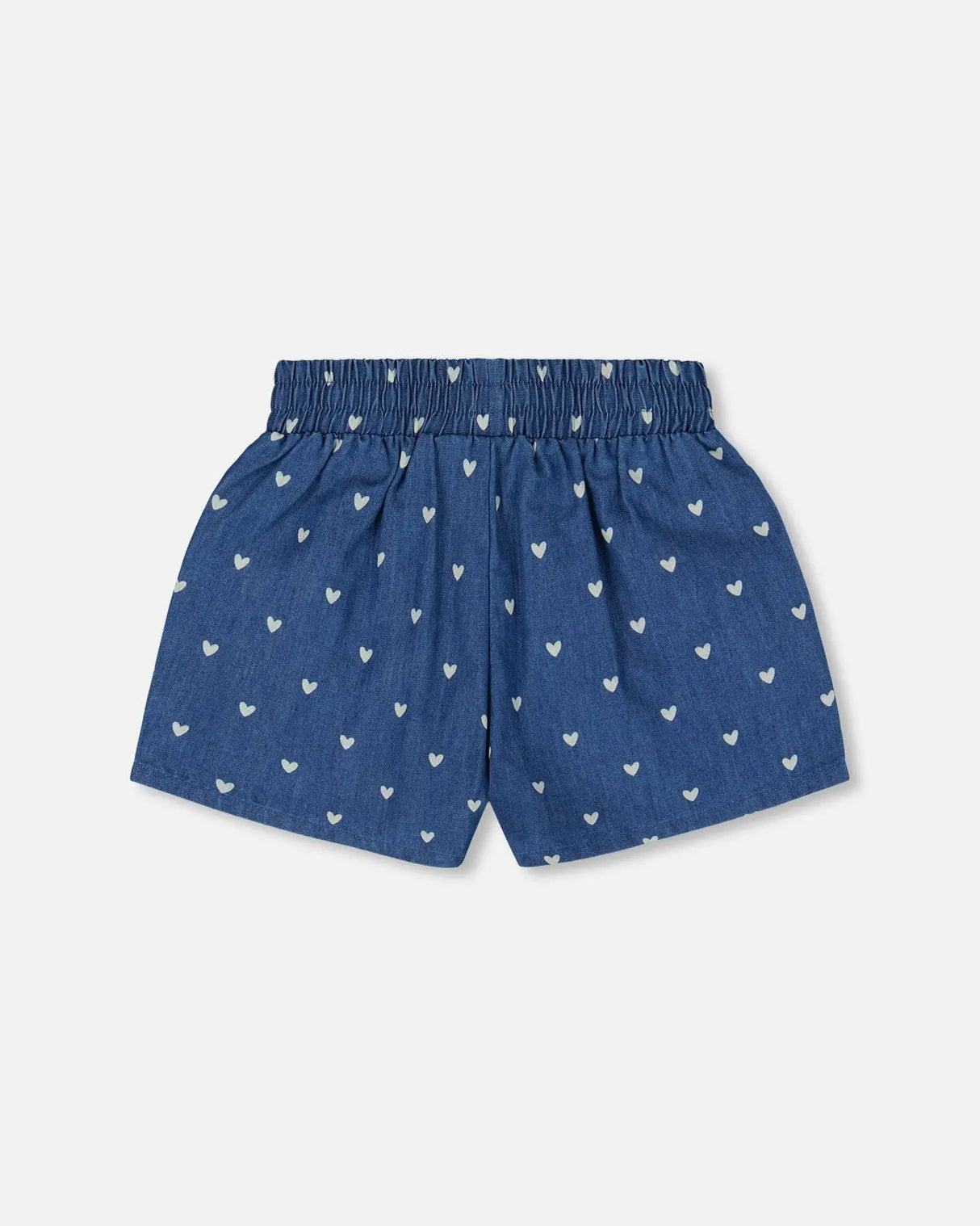 Printed Chambray Short Navy Blue And White Hearts | Deux par Deux | Jenni Kidz