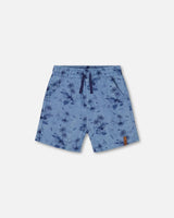 Printed Chambray Short Pale Blue And Navy | Deux par Deux | Jenni Kidz