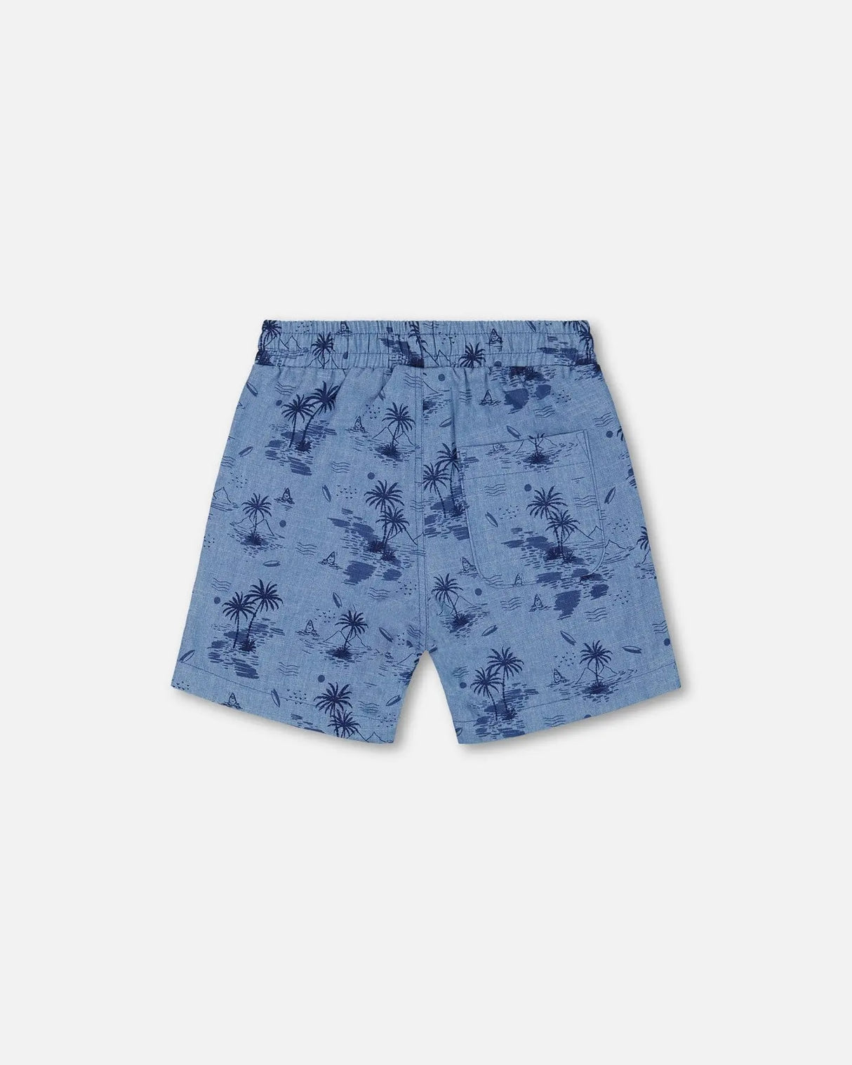 Printed Chambray Short Pale Blue And Navy | Deux par Deux | Jenni Kidz