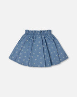 Printed Chambray Skort Blue And White Cherries | Deux par Deux | Jenni Kidz