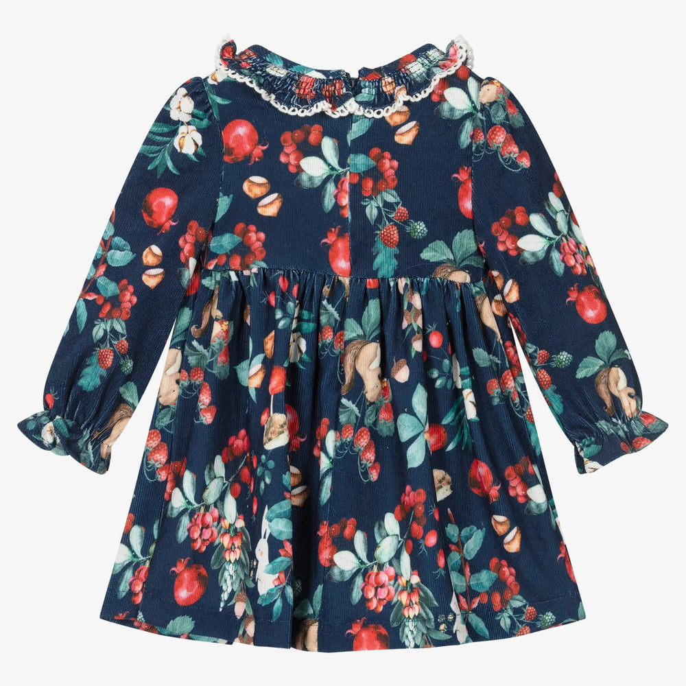Printed Cord Baby Girls Dress - Navy | Mayoral | Mayoral | Jenni Kidz