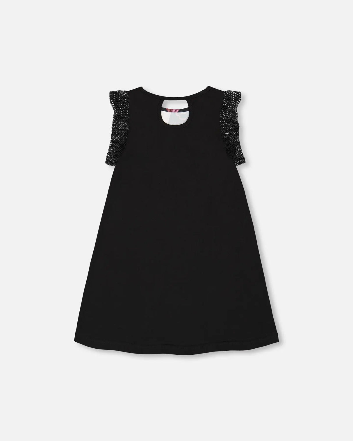 Printed Dress With Mesh Sleeves Black | Deux par Deux | Jenni Kidz