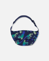 Printed Fanny Pack Blue And Green Dino On Navy | Deux par Deux | Jenni Kidz