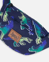 Printed Fanny Pack Blue And Green Dino On Navy | Deux par Deux | Jenni Kidz