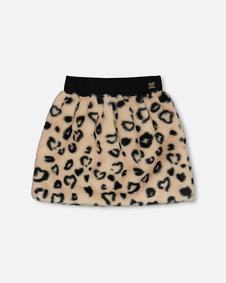 Printed Faux Fur Skirt Leopard | Deux par Deux | Jenni Kidz