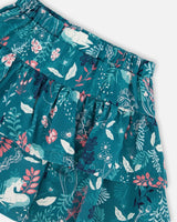 Printed Flare Viscose Skirt Turquoise Printed Fairy Unicorn | Deux par Deux | Jenni Kidz