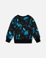 Printed Fleece Sweatshirt Blue Storm | Deux par Deux | Jenni Kidz