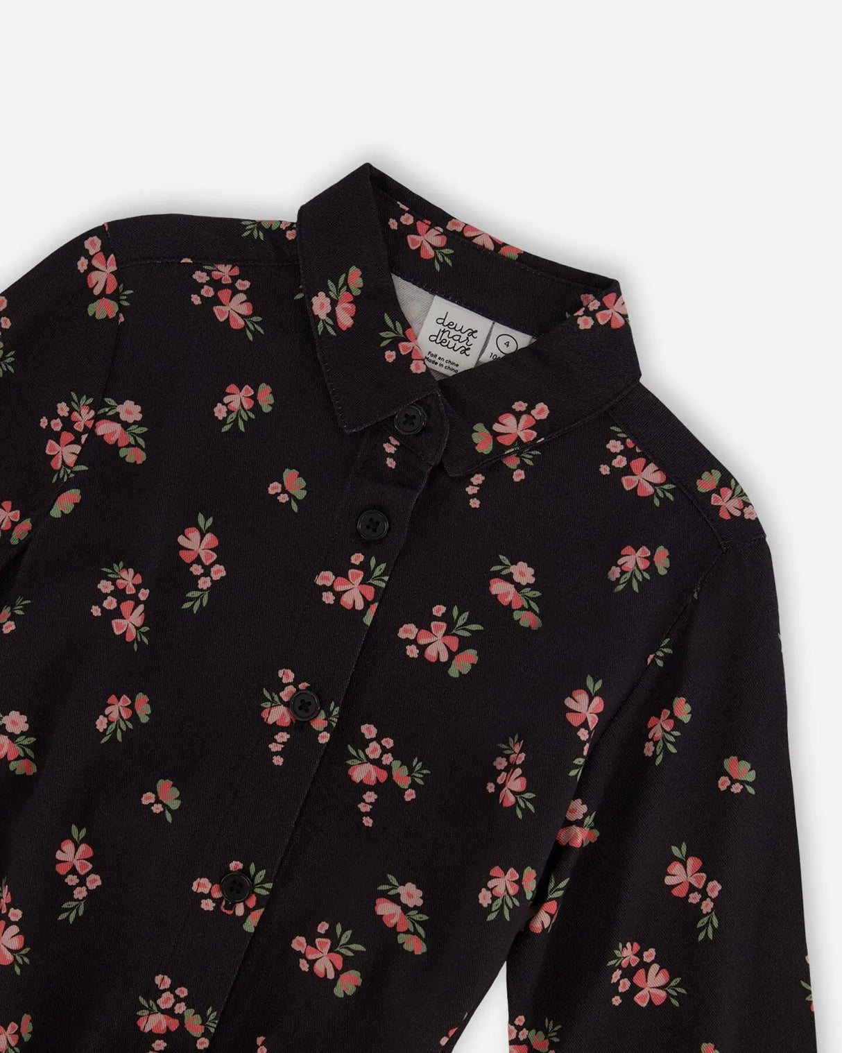 Printed Flowers Viscose Shirt Dress With Belt | Deux par Deux | Jenni Kidz
