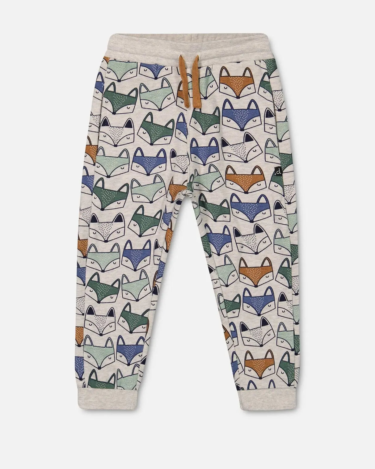Printed Fox Fleece Sweatpants Gray Mix | Deux par Deux | Jenni Kidz