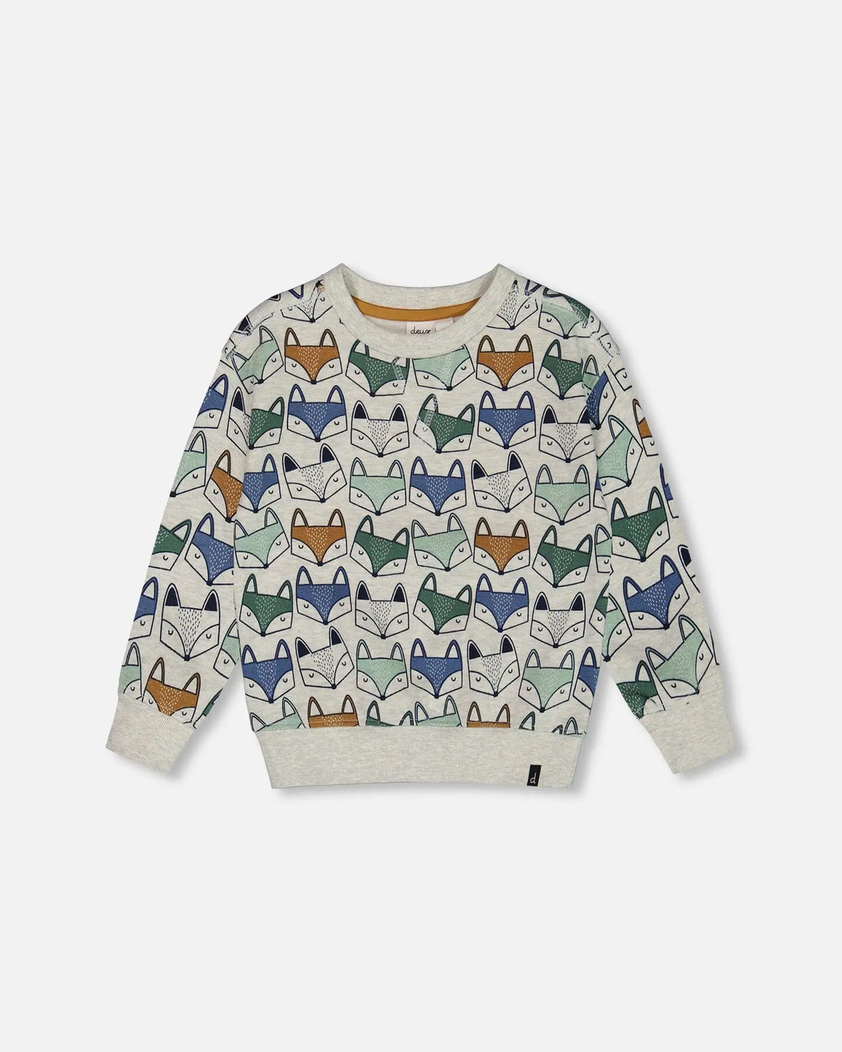 Printed Fox Fleece Sweatshirt Gray Mix | Deux par Deux | Jenni Kidz