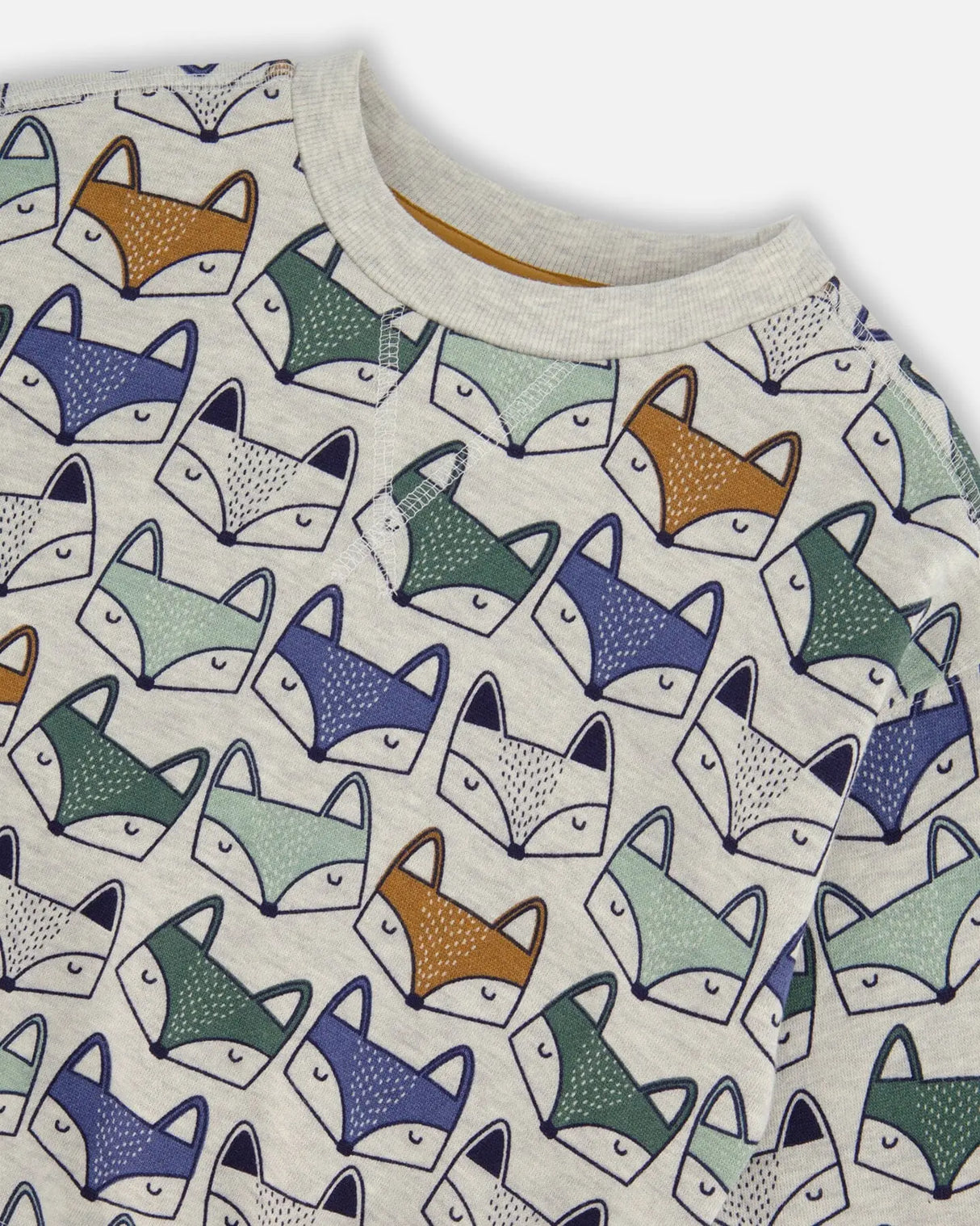Printed Fox Fleece Sweatshirt Gray Mix | Deux par Deux | Jenni Kidz