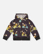 Printed French Terry Hooded Full Zip Cardigan Sweatshirt Monkey On Navy Moped | Deux par Deux | Jenni Kidz