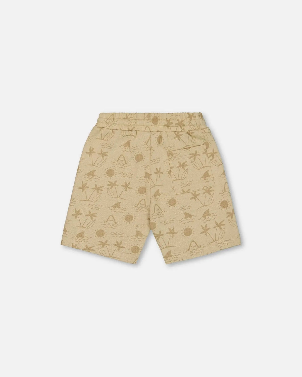 Printed French Terry Short Beige With Palm Trees | Deux par Deux | Jenni Kidz