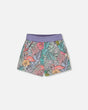 Printed French Terry Short Lilac Tropical And Pink Flamingos | Deux par Deux | Jenni Kidz