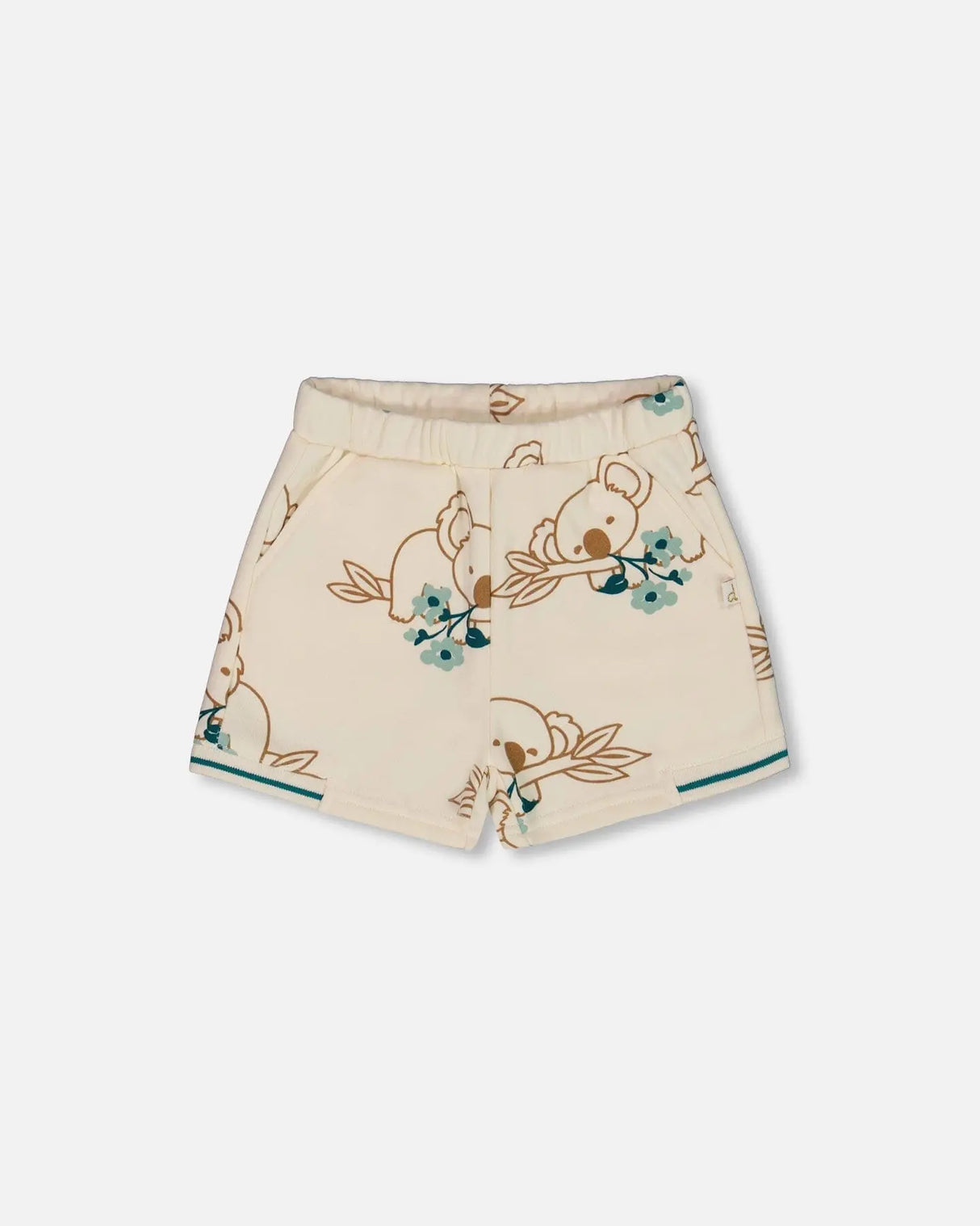 Printed French Terry Short Off-White And Koala | Deux par Deux | Jenni Kidz