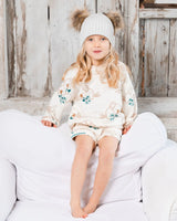 Printed French Terry Short Off-White And Koala | Deux par Deux | Jenni Kidz