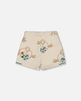 Printed French Terry Short Off-White And Koala | Deux par Deux | Jenni Kidz