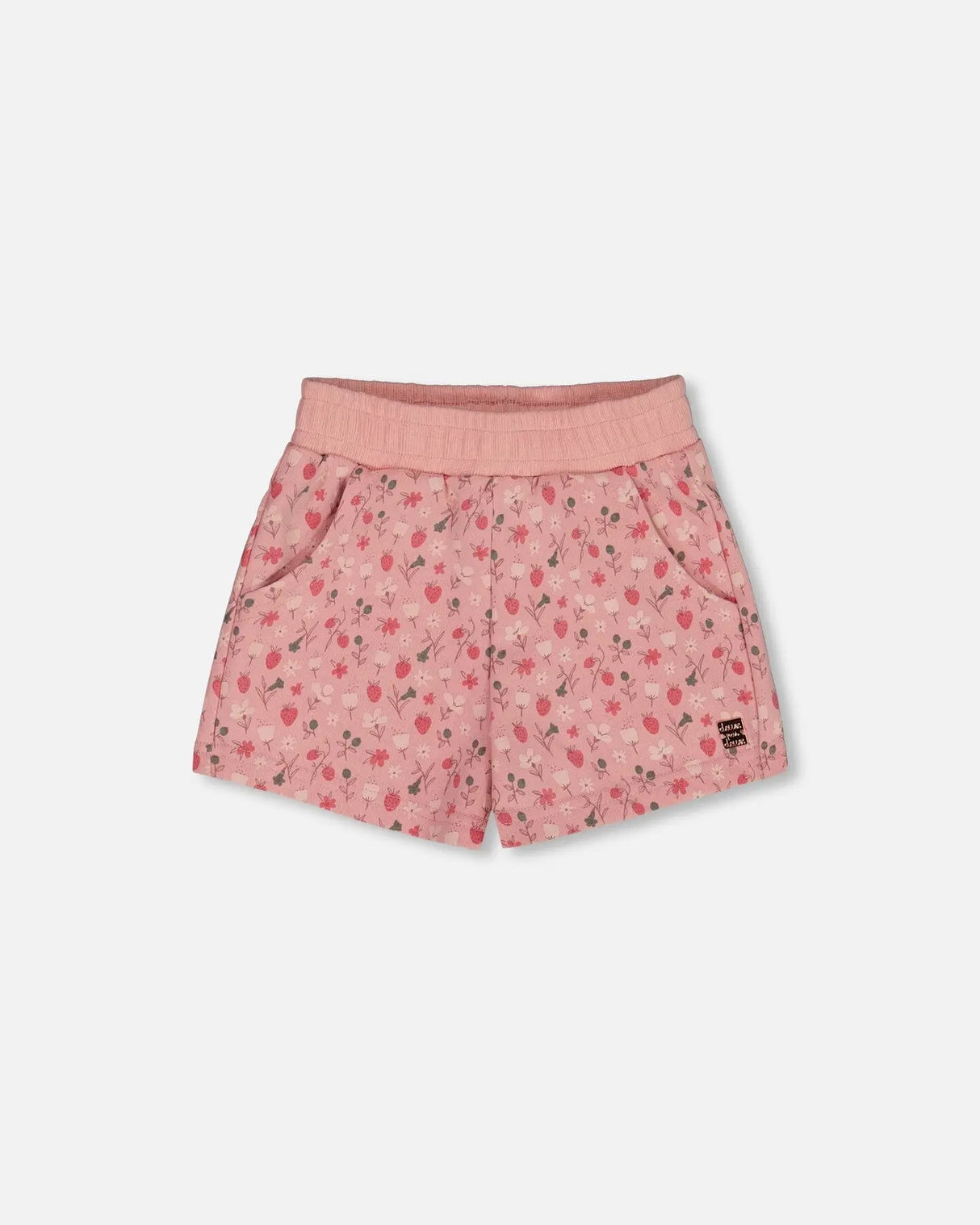 Printed French Terry Short Old Pink And Flowers | Deux par Deux | Jenni Kidz