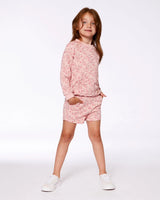 Printed French Terry Short Old Pink And Flowers | Deux par Deux | Jenni Kidz