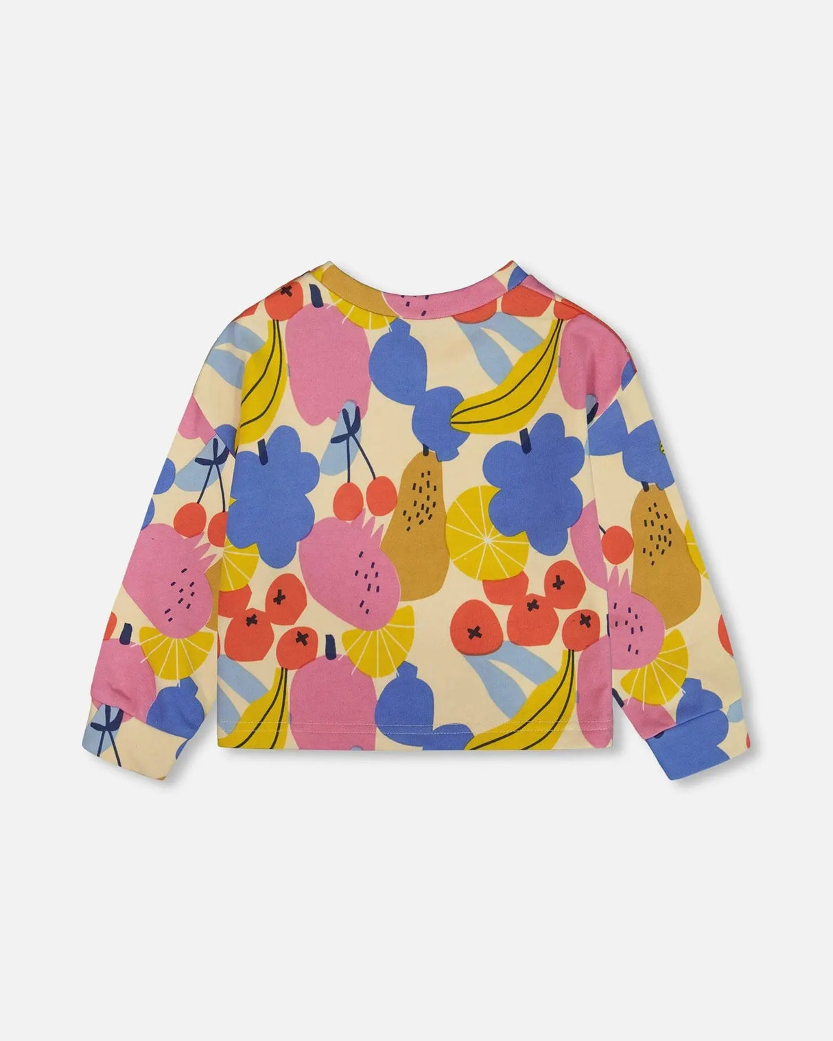 Printed French Terry Sweatshirt Fruits On Yellow Background | Deux par Deux | Jenni Kidz